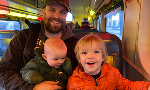 Dad with two young kids